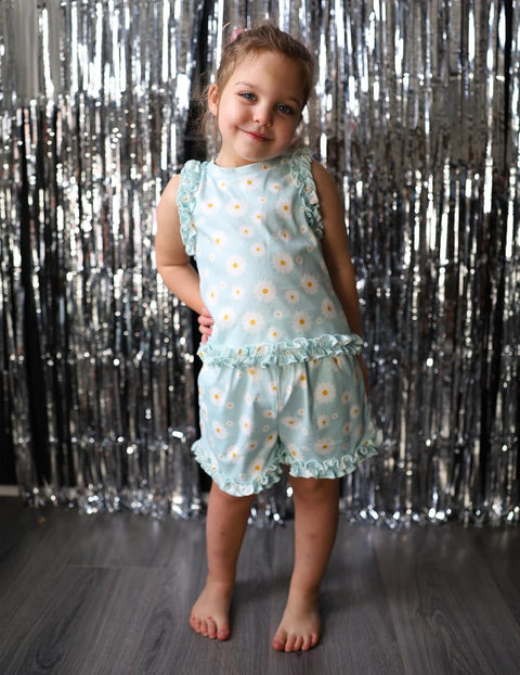 Arshiner Toddler Girls Clothes Ribbed Knit Ruffle Sleeveless Tops and Shorts with Pockets Cute Summer 2 Pieces Short Sets