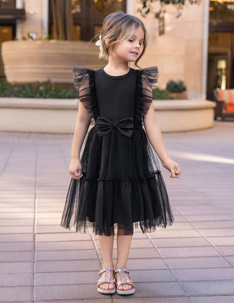 【2-6T】Arshiner Toddler Tutu Dress Girls Tulle Ruffle Bowknot Dresses