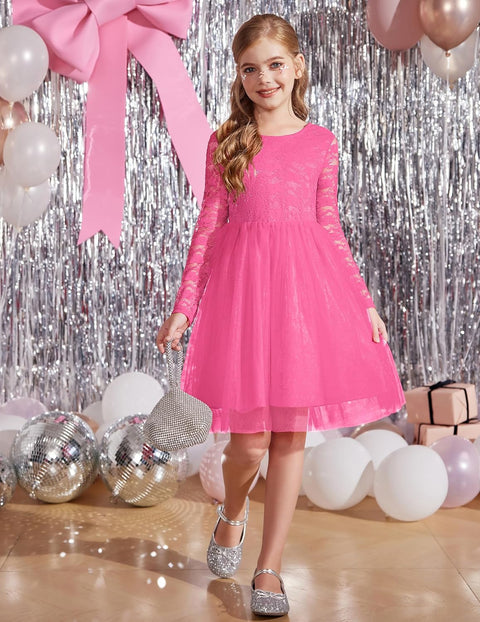 Arshiner Flower Girl Dress V Back Lace Tulle Party Dresses