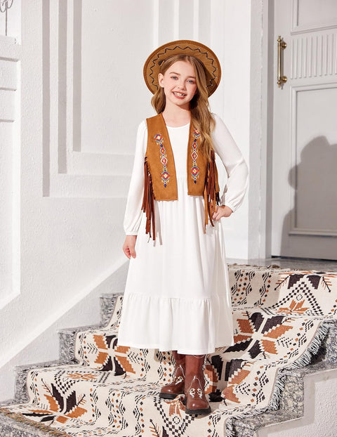 Arshiner Girls Maxi Dresses Lantern Long Sleeve Holiday Dress