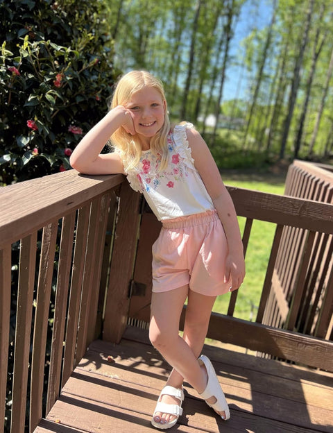 Arshiner Girls 2 Piece Sets Ruffle Trimmed Tank Top and High Waist Shorts