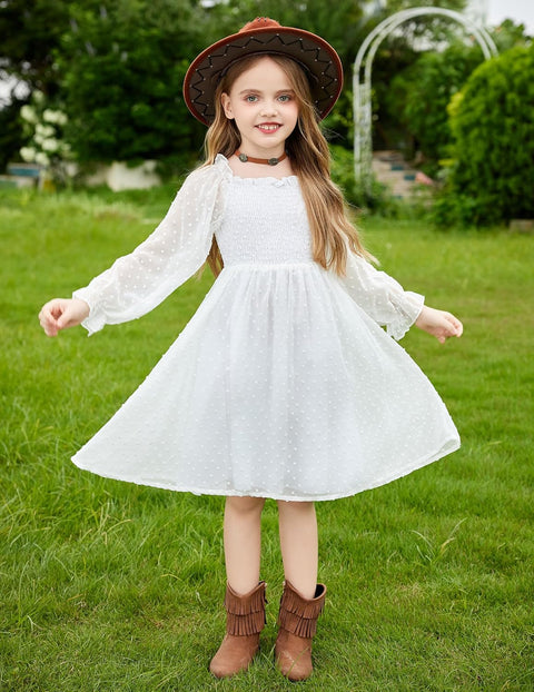 Arshiner Girl Tulle Dress Winter Long Sleeve Teen Girls Party Dresses