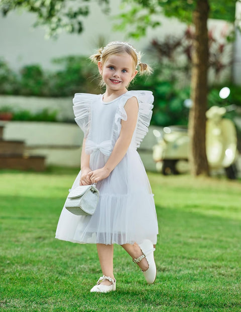 【2-6T】Arshiner Toddler Tutu Dress Girls Tulle Ruffle Bowknot Dresses