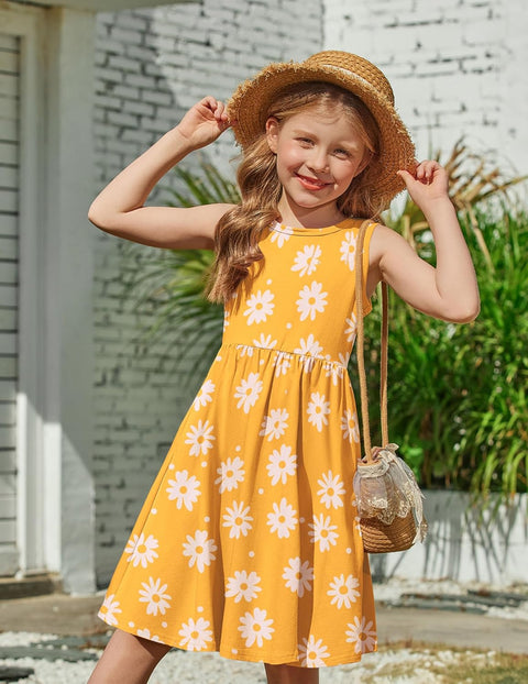 【2-6Y】Arshiner Toddler Girls Dress Back Bowknot Twirly Sundress with Pockets