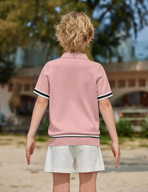Arshiner Boys Knit Shirts Short Sleeve Button Down Shirt