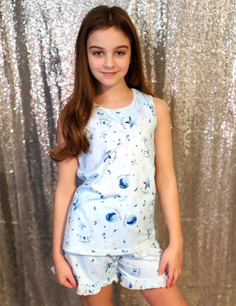 Arshiner Girls Pajamas Ruffle Sleepwear Tank Top and Shorts Set Pjs Outfit