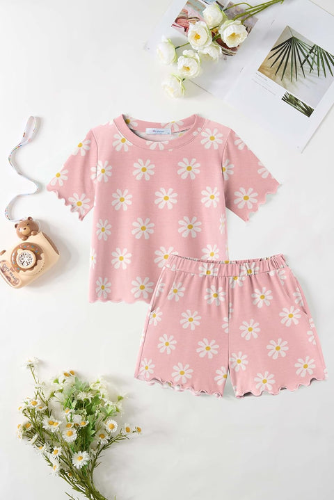 Arshiner Toddler Girls Clothes Ruffle Short Sleeves Crewneck Tops and Shorts with Pockets Cute Summer 2 Pieces Short Sets