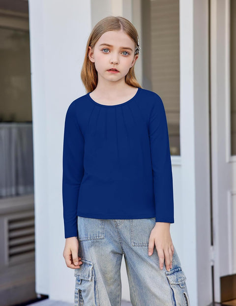 Arshiner Girls Pleated Long Sleeve Shirts