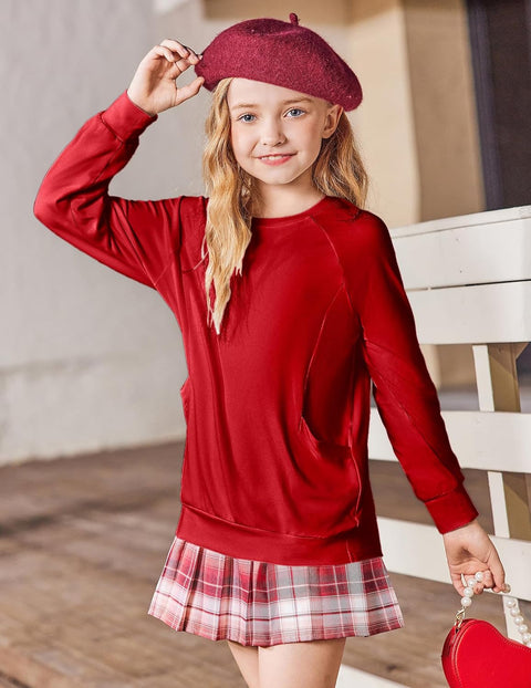 Arshiner Girls Long Sleeve Shirts with Pockets