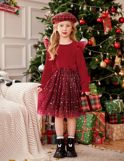 Arshiner Girls Tulle Dresses with Bow Tie Party Dress