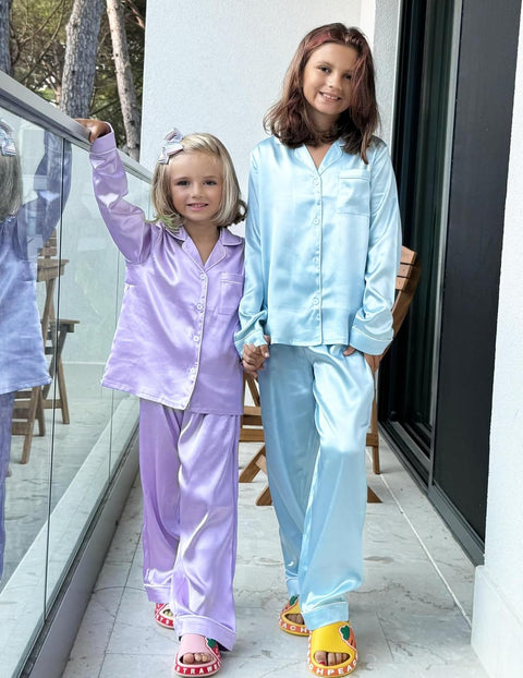 Arshiner Girls Pajamas Silk Satin Pajama Set