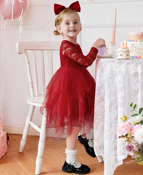 Arshiner Flower Girl Dress Toddler Contrast Lace Tutu Tulle Dresses