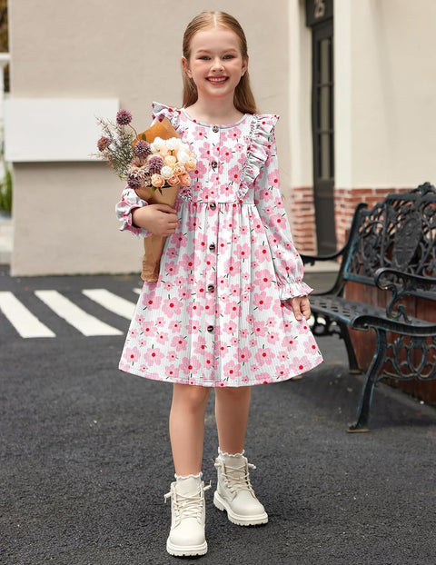 Arshiner Toddler Sweater Dress Ruffle Ribbed Knit Dresses