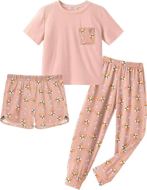 Arshiner Girls Clothes 3 Piece Outfits Short Sleeve Shirt