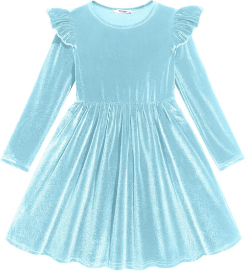 Arshiner Toddler Velvet Dress Little Girls Ruffle Dresses