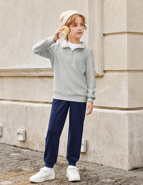 Arshiner Boys Half Zip Sweatshirt and Pants Outfit 2Pcs Set