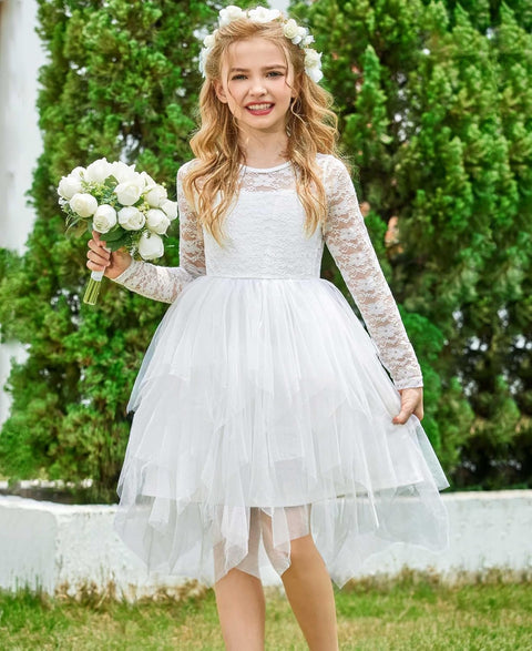 Arshiner Flower Girl Dress Toddler Contrast Lace Tutu Tulle Dresses