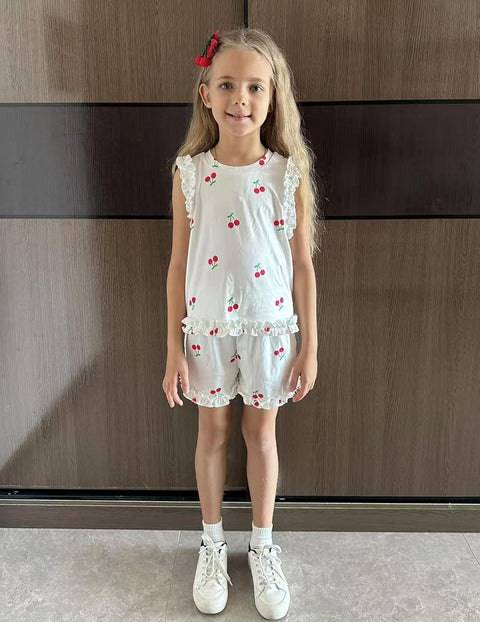 Arshiner Toddler Girls Clothes Ribbed Knit Ruffle Sleeveless Tops and Shorts with Pockets Cute Summer 2 Pieces Short Sets