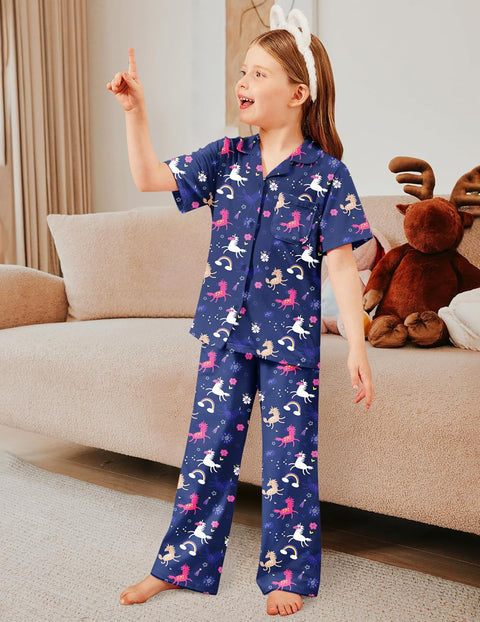 Arshiner Pajamas for Girls Short Sleeve Long Pants Outfit 2 Piece  Pjs Sets