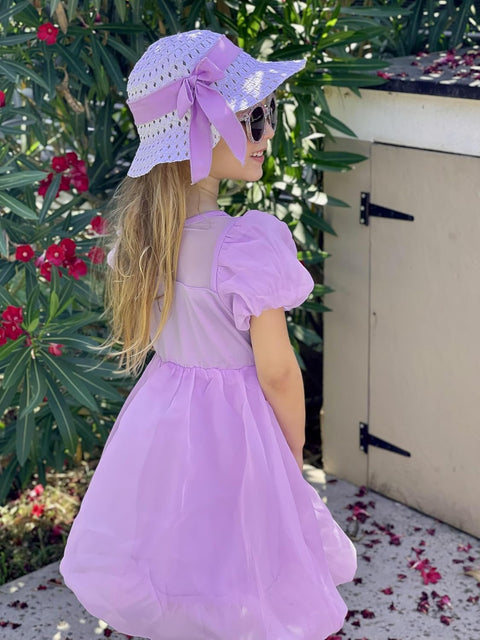 Arshiner Girls Dress Contrast Mesh Puff Flowy Bubble Hem Dresses