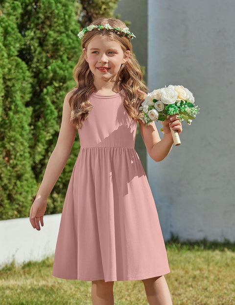 【2-6Y】Arshiner Toddler Girls Dress Back Bowknot Twirly Sundress with Pockets
