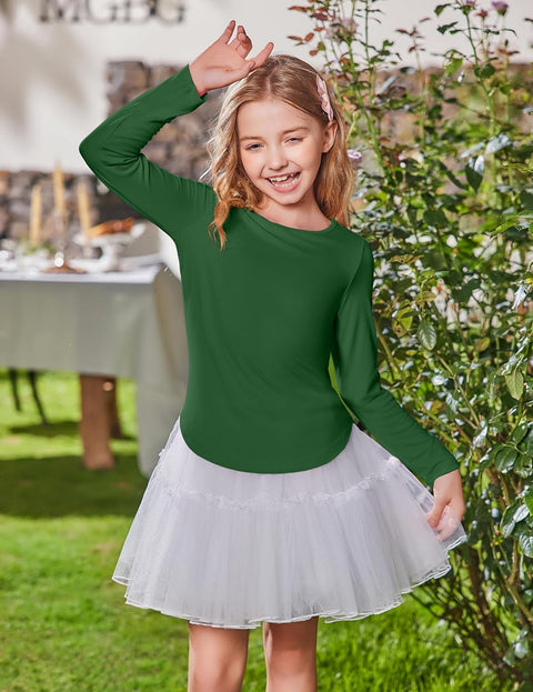 Arshiner Girls Long Sleeve T Shirts Hem Side Soft Tops