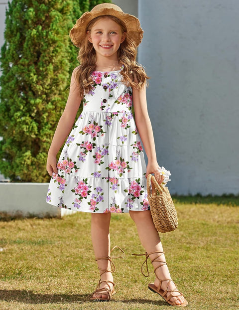 Arshiner Toddler Girl Dresses Casual Sleeveless Swing Flowy Sundress
