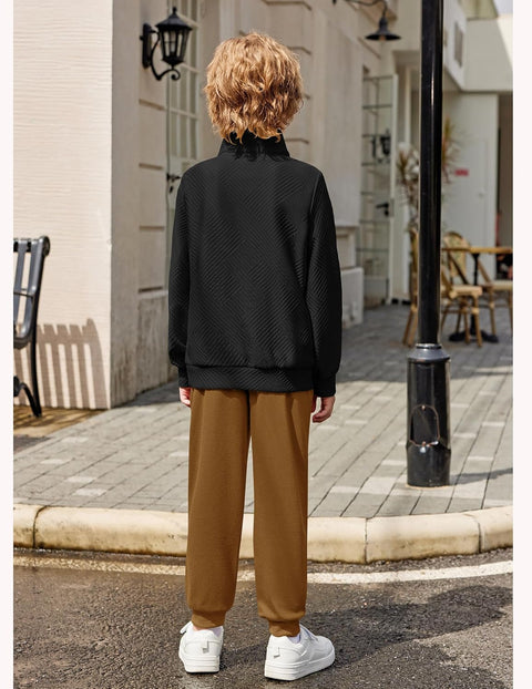 Arshiner Boys Half Zip Sweatshirt and Pants Outfit 2Pcs Set