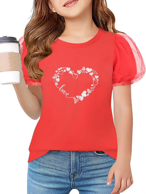 Arshiner Girls Shirts Mesh Puff Short Sleeves Tee Tops