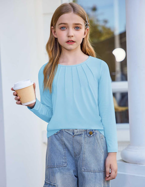 Arshiner Girls Pleated Long Sleeve Shirts