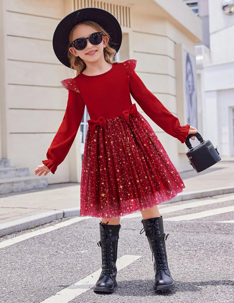 Arshiner Girls Tulle Dresses with Bow Tie Party Dress