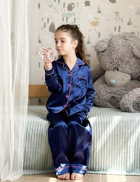Arshiner Girls Pajamas Silk Satin Pajama Set