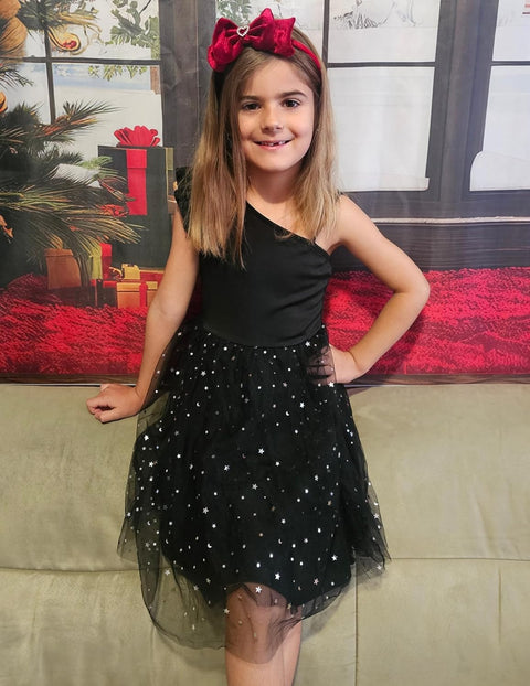 Arshiner Girls Dresses One Shoulder Ruffle Formal Tulle Dress