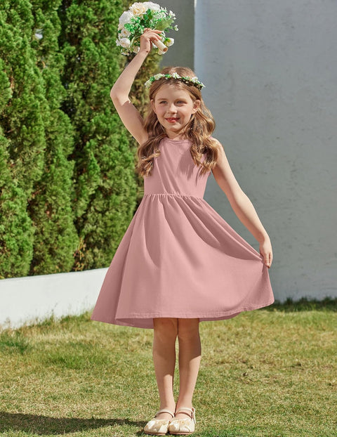 【2-6Y】Arshiner Toddler Girls Dress Back Bowknot Twirly Sundress with Pockets