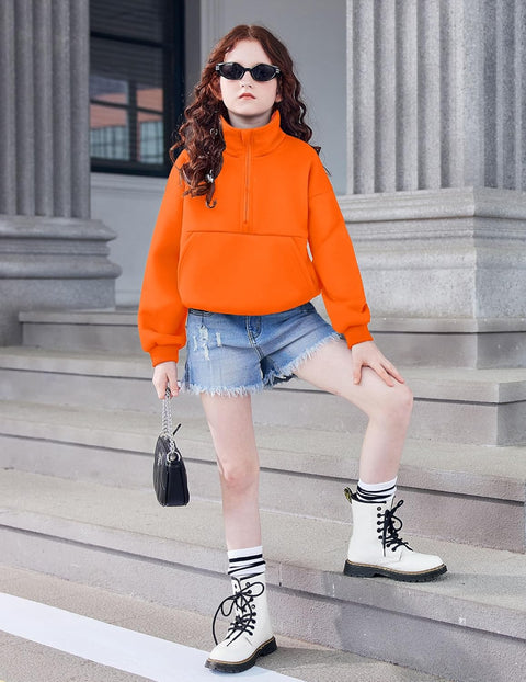 Arshiner Girls Half Zip Sweatshirt Fleece Quarter Pullover