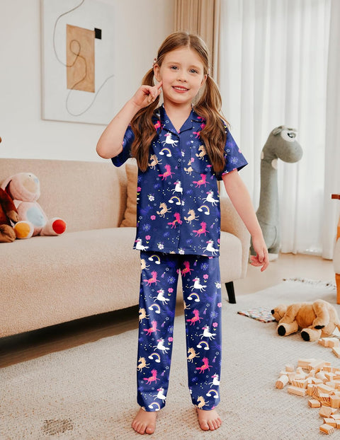 Arshiner Pajamas for Girls Short Sleeve Long Pants Outfit 2 Piece  Pjs Sets