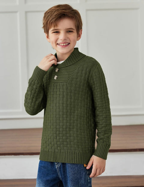 Arshiner Boys Long Sleeve Textured Ribbed Edge Pullover Sweaters