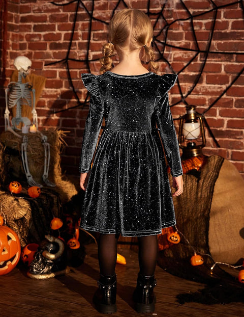 Arshiner Toddler Velvet Dress Little Girls Ruffle Dresses