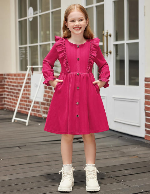Arshiner Toddler Sweater Dress Ruffle Ribbed Knit Dresses