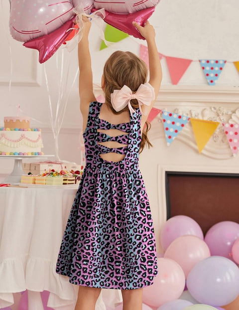 【2-6Y】Arshiner Toddler Girls Dress Back Bowknot Twirly Sundress with Pockets