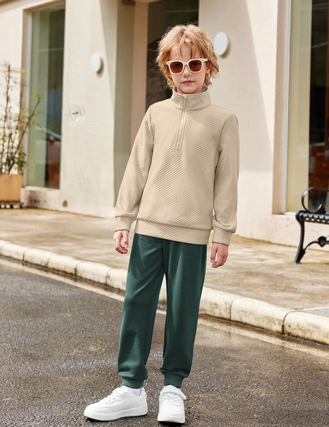 Arshiner Boys Half Zip Sweatshirt and Pants Outfit 2Pcs Set