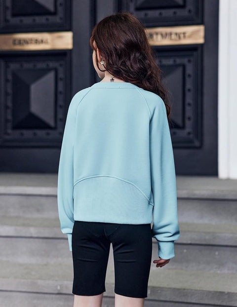 Arshiner Girls Sweatshirt Crop Tops Cropped Ribbed Shirts