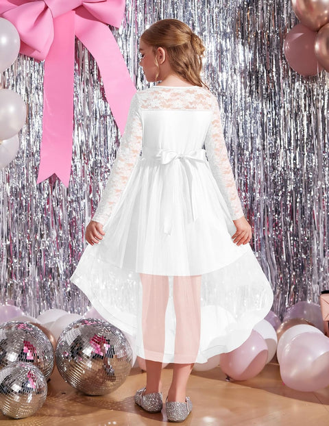 Arshiner Flower Girl Lace Tutu Dresses Flowy Party Dress