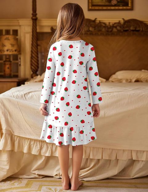 Arshiner Girls' Sleepwear Long Sleeve Cute Nightie Pajama Dress