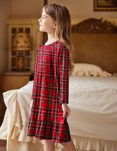 Arshiner Girls' Sleepwear Long Sleeve Cute Nightie Pajama Dress
