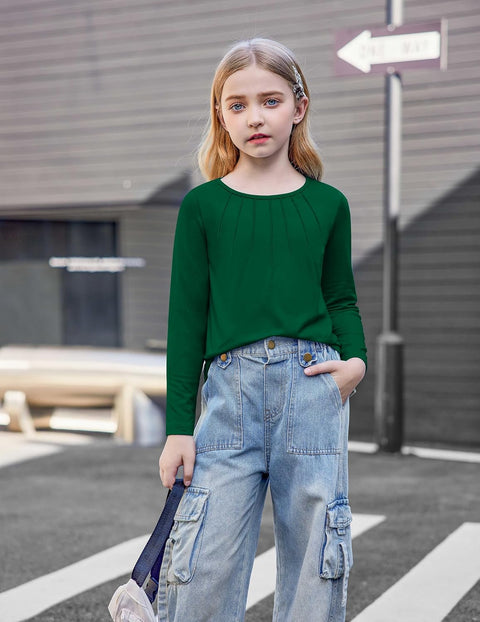 Arshiner Girls Pleated Long Sleeve Shirts