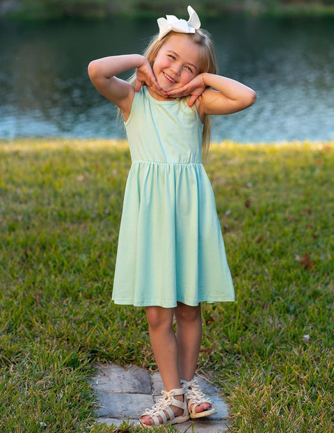 【2-6Y】Arshiner Toddler Girls Dress Back Bowknot Twirly Sundress with Pockets