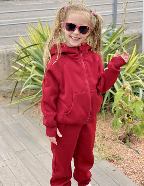 Arshiner Girls 2 Piece Outfit Drop Shoulder Zip Up Hoodies Set