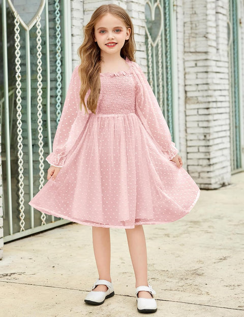 Arshiner Girl Tulle Dress Winter Long Sleeve Teen Girls Party Dresses