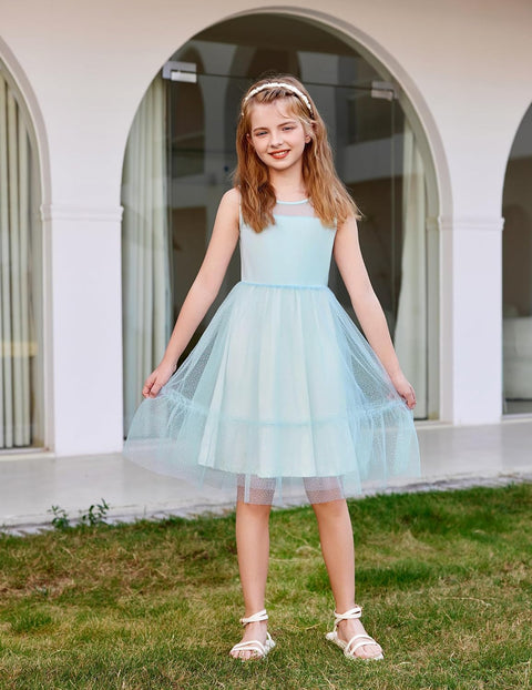 [2T-7Y] Arshiner Toddler Sleeveless Formal Dress Fancy Cute Tulle Glitter Dresses